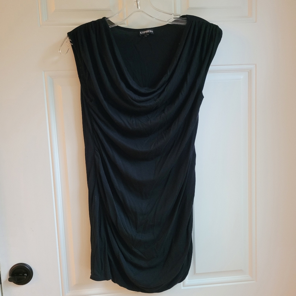 Express Ruched Cowl Neck Tank, Size S, Black, EUC